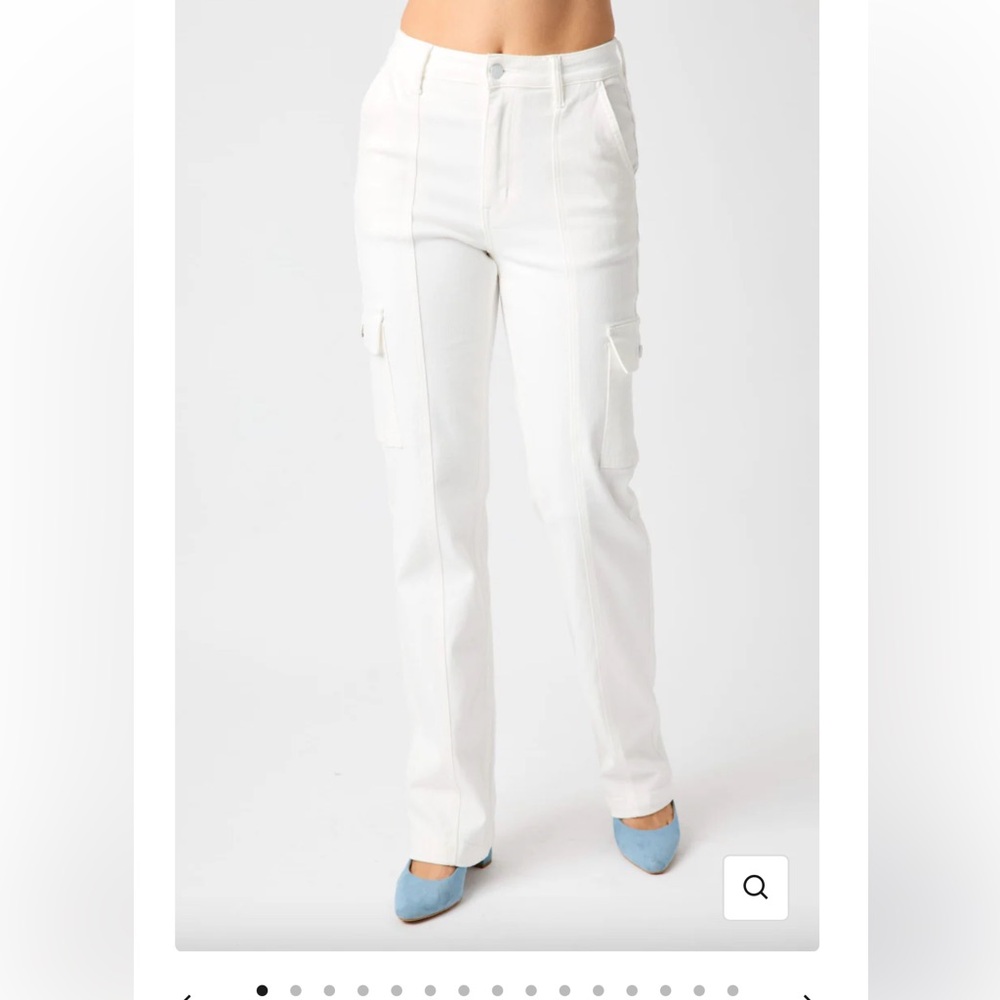 Judy Blue Women's White Straight Leg Cargo Pants